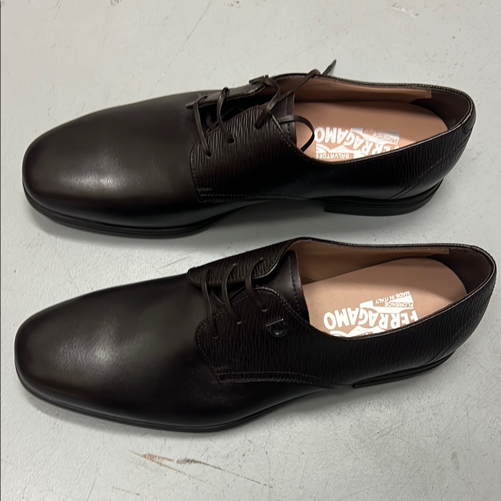 Salvatore Ferragamo Men's Dark Brown Leather Oxfords